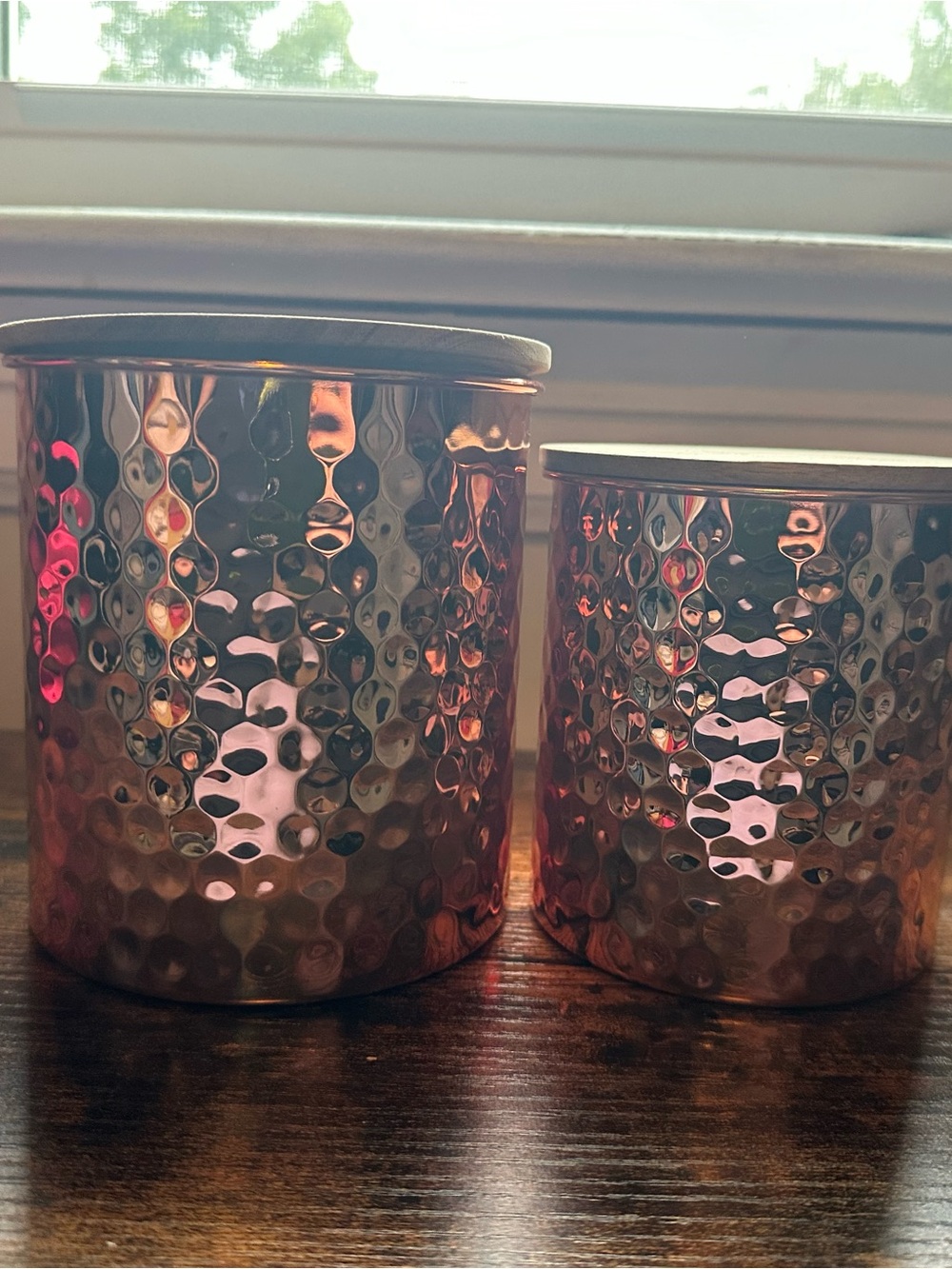 Uncommon James Hammered Rose Gold Canister Duo